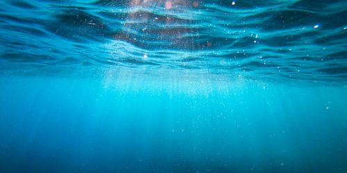 underwater with sun shining through