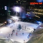 The view from above of the outdoor iceskating rink