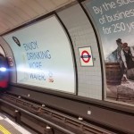 London Underground train pulling into the statiobn