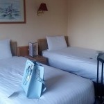 Twin beds in the hotel room