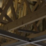Wooden beams currently exposed during the building work