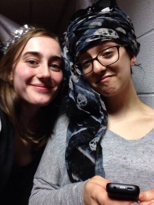 Rebecca with a friend in the flat