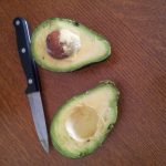 A halved avocado