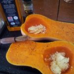 Hollowed out squash, seasoned