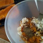 Mashed squash and other ingredients