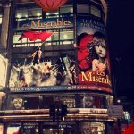 Outside a theatre performing Les Miserables