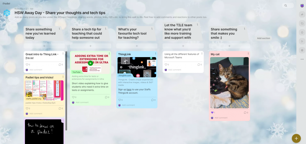 Screenshot of HSW Away Day Padlet